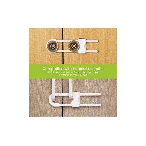 10 Pc Cabinet Locks, U-Shaped Baby Proofing Drawers, White NEW - Picture 3 of 7